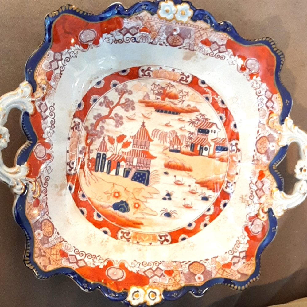 Antique c1835 IRONSTONE handled tray